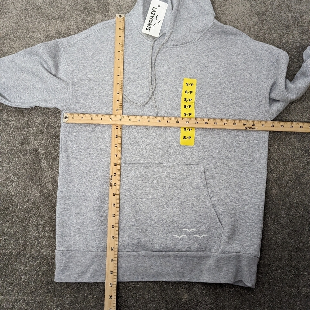 Lazypants Heather Grey Pullover Hoodie - Soft Cotton Blend, Size Small Oversized - Picture 6 of 9
